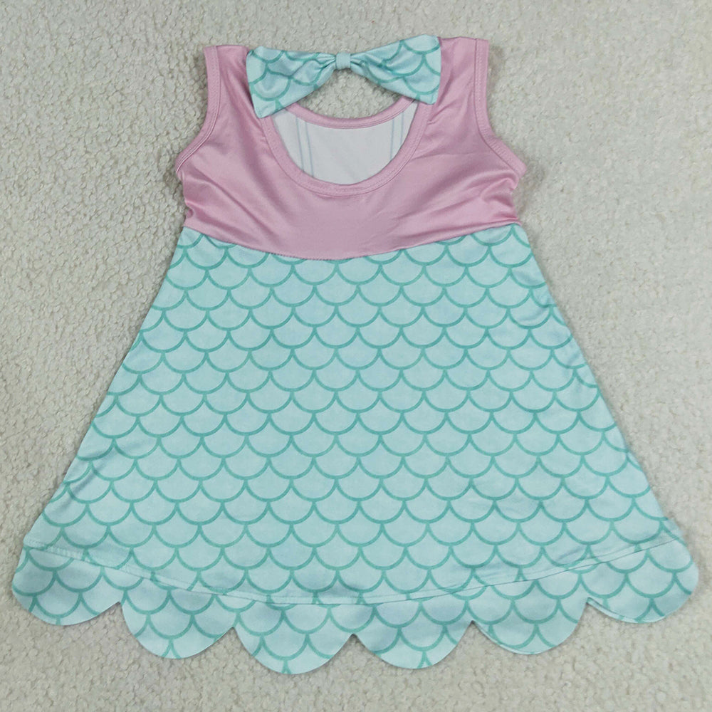 Baby Girls Dress Sleeveless Lavender Blue Mermaid Scallop Knee Length Dress GSD2516