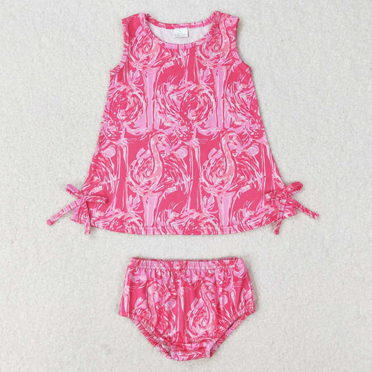 Baby Girls Clothes Bummies Pink Flamingo Tunic Top Bummies Sets GBO0345