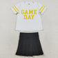 Baby Girls Clothes Short Sleeves Game Day Shirts Top Black Skorts Yoga Set GSD2760 8.16