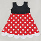 Baby Girls Dress Black Sleeveless Polka Dots Scallop Knee Length Dresses GSD2037