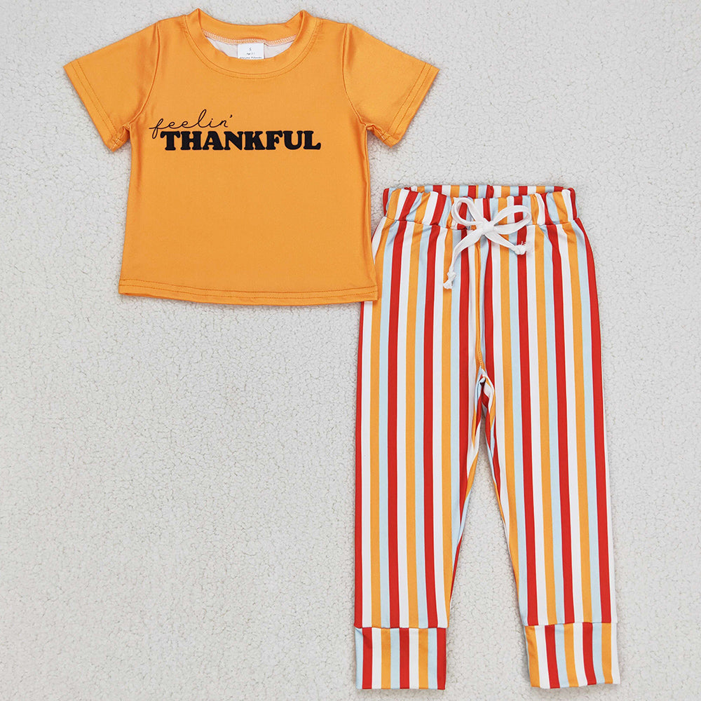 Thankful Baby Boys Clothes Short Sleeve Long Pants With Girls Sibling Sets BSPO0167 GSPO0883