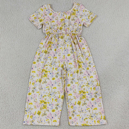 Baby Girls Jumpsuits Short Sleeve Colorful Flowers Jumpsuits SR4196