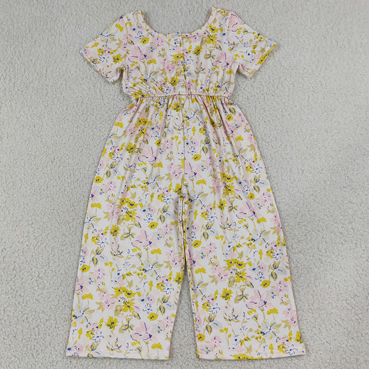 Baby Girls Jumpsuits Short Sleeve Colorful Flowers Jumpsuits SR4196