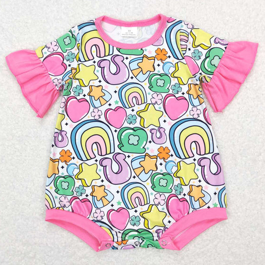 Baby Girls Rompers St Patrick Day Rainbow Short Sleeve Rompers SR0552