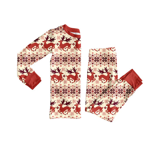 Preorder(moq 5) Baby Kids Deer Aztec Christmas Top Pants Lounge Wear Pajamas Sets 8.8