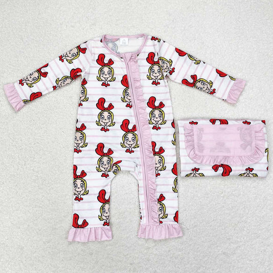 Baby Infant Girls Rompers Pink Long Sleeve Bamboo Zippy Rompers LR1001