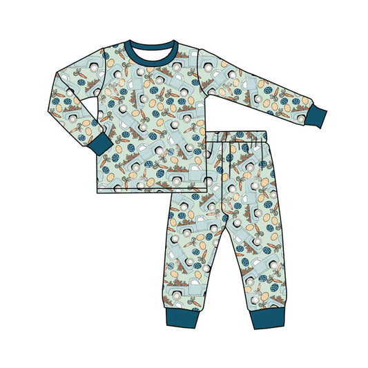 Preorder(moq 5) Baby Boys Carrots Eggs Trucks Pants Easter Pajamas Sets 11.14