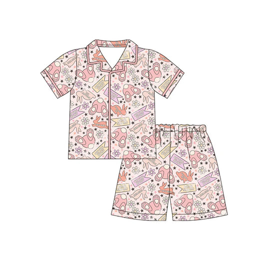 Preorder (moq 5)Baby Girls Rabbits Flowers On the Hunt Button Top Shorts Easter Pajamas Sets 12.13