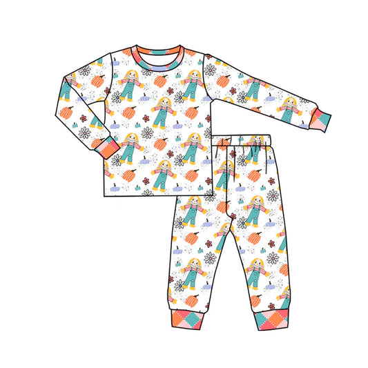 Preorder (moq 5)Baby Boys Long Sleeves Flowers Pumpkins Top Pants Pajamas Sets 6.21