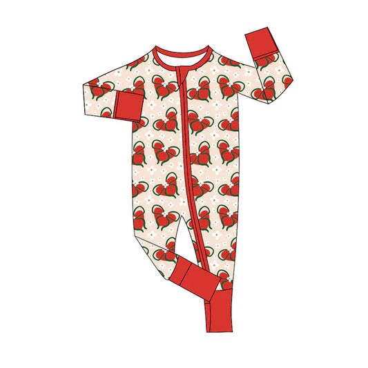 Preorder (moq 8)Baby Girls Flowers Bows Hearts Valentine Zipper Footie Rompers 9.16