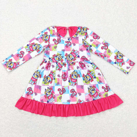 Fashion Baby Girls Dress Cartoon print Boutique Long Sleeve Dresses