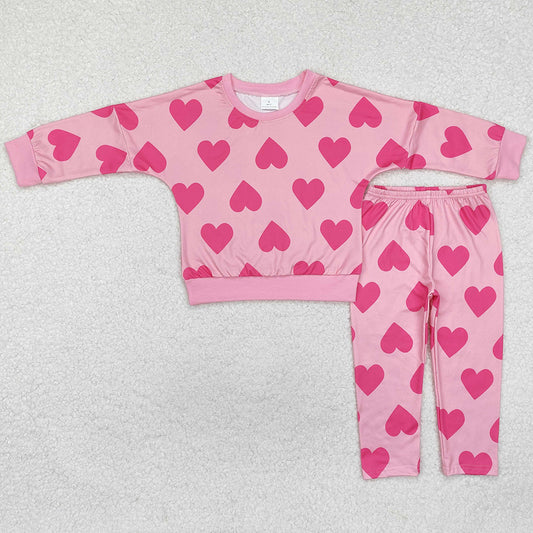 Baby Girls Clothes Pink Valentines Hearts Top Legging Clothes Sets GLP2230