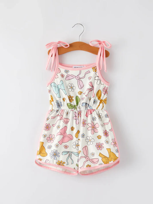 Preorder moq 5 Baby Girls Colorful Bows Straps Jumpsuits 4.23
