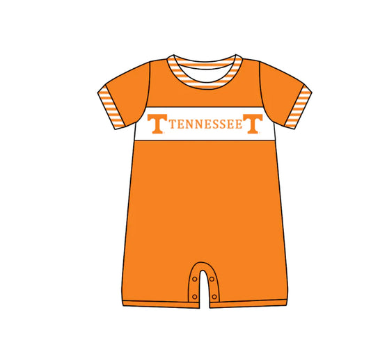 Preorder (moq 5)Baby Boys Short Sleeve Orange Tennessee Team Rompers