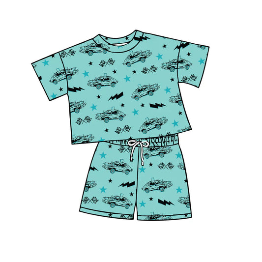 Preorder moq 5 Baby Boys Blue Cars Top Shorts Outfits Clothes Sets 4.23