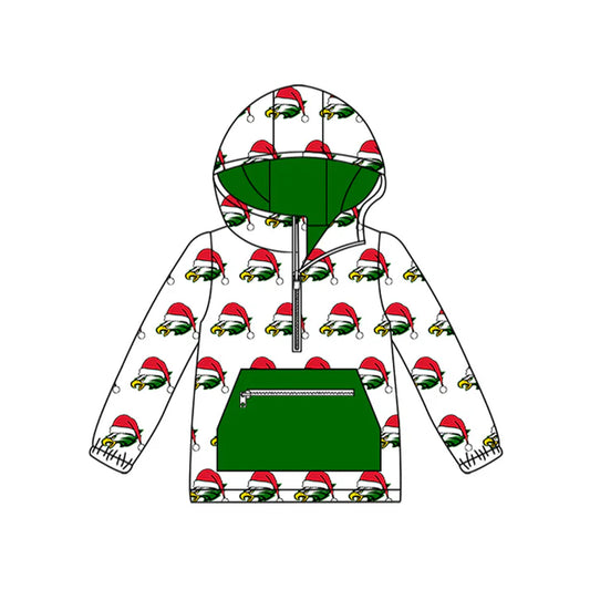 Preorder (moq 5)Baby Kids Eagle Team Christmas Zip Hooded Pullovers Tops 8.11