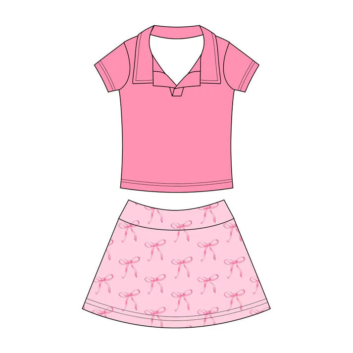 Preorder (moq 5)Baby Girls Button Pullovers Top Colorful Bows Skirt Shorts Clothes Set 12.19