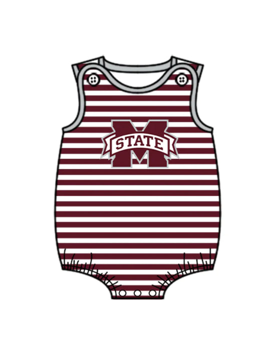Preorder (moq 5)Baby Boys Red Stripe State Team Rompers 12.24
