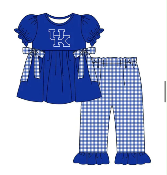 Preorder Moq 5 Baby Girls Clothes Blue Tunic Top Pants Sets
