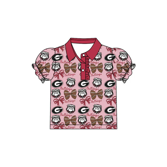 Preorder(moq 5)Baby Girls Bulldogs Team Short Sleeve Tee Pullovers Polo Shirts Tops 7.22