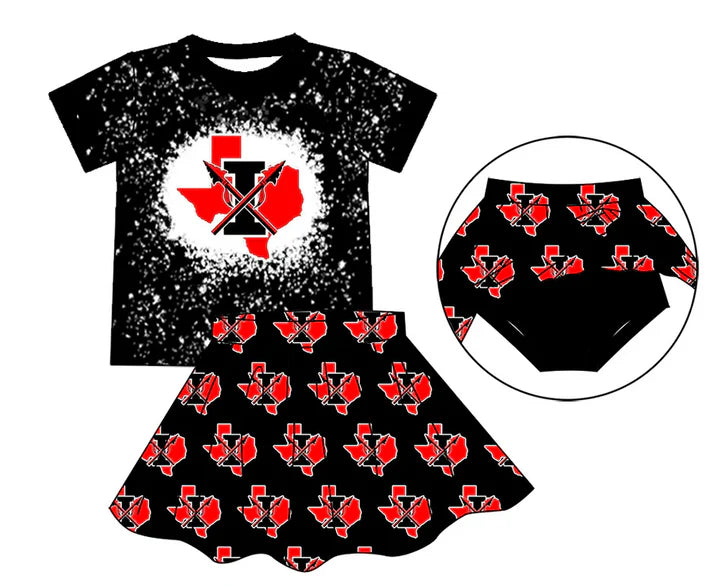 Preorder (moq 5)Baby Girls Black I Top Bummie Skorts Team Sets 6.30