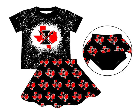 Preorder (moq 5)Baby Girls Black I Top Bummie Skorts Team Sets 6.30
