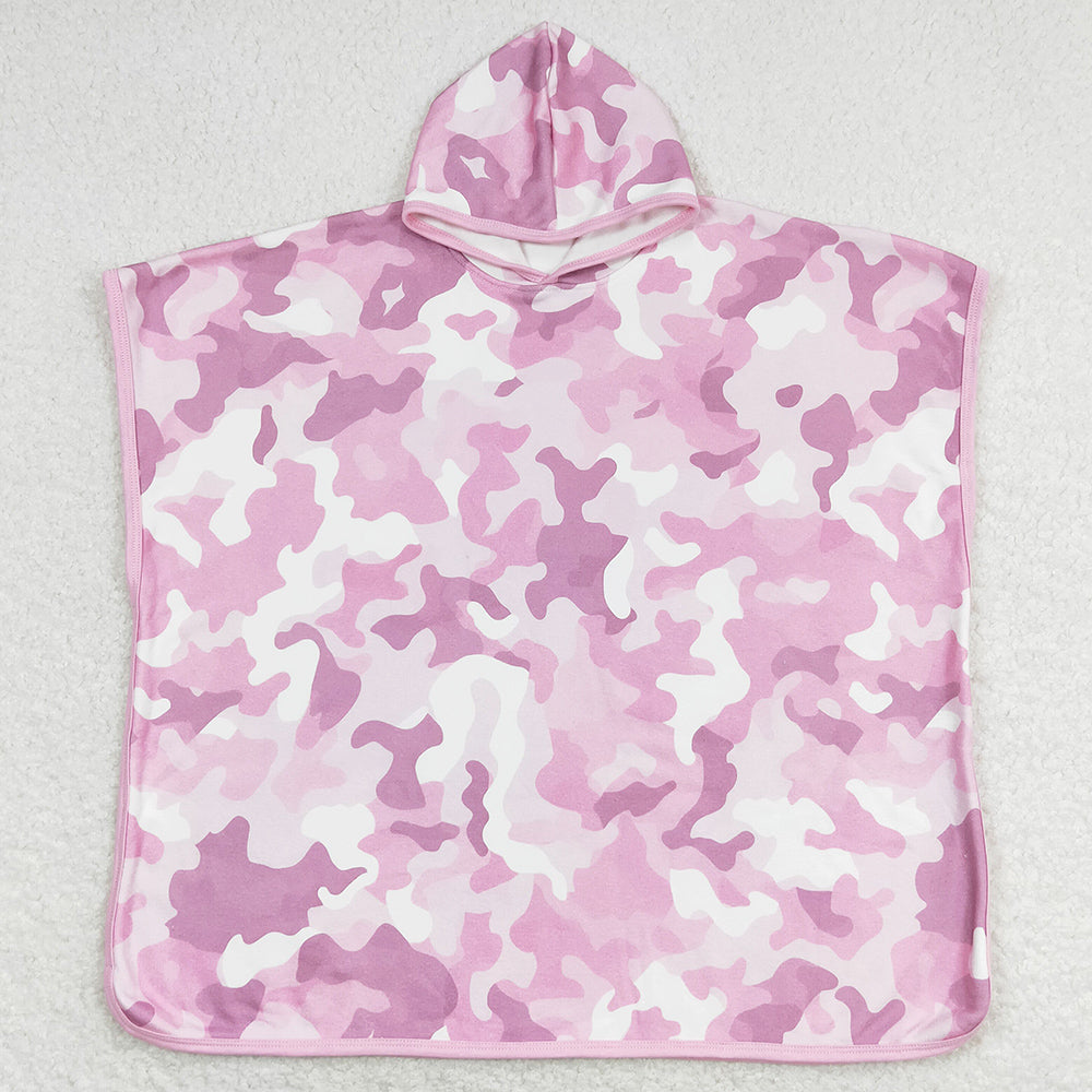 Kids Children Girls Towel Light Pink Camo Terry Swim Towel Cover Ups S0437