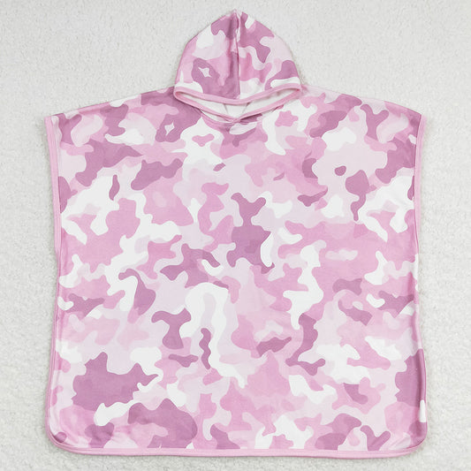 Kids Children Girls Towel Light Pink Camo Terry Swim Towel Cover Ups S0437