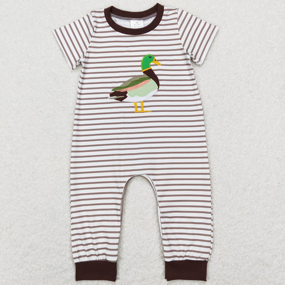 Baby Boys Romper Duck Brown Stripes Short Sleeve Rompers SR0517