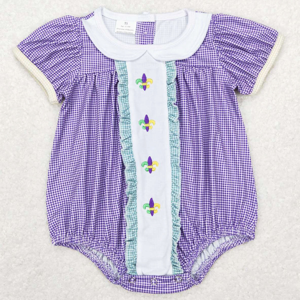 Mardi Gras Baby Girls Romper Embroidery Rompers SR0471