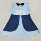 Baby Girls Dress Sleeveless Cartoon Blue Dogs Scallop Knee Length Dress GSD2515