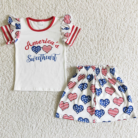 Wholesale Baby Girl Clothes Dress Set July 4th Independence Day Boutique Girls Clothing GSSO0051