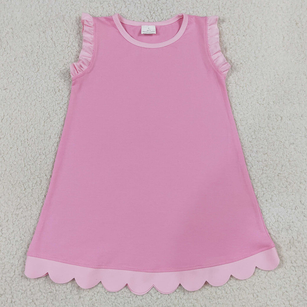 Baby Girls Dress Pink Sleeveless Scallop Knee Length Dresses GSD4043