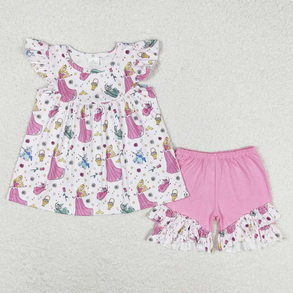 Baby Girls Clothes Summer Tunic Tops Ruffle Shorts Sets GSSO0910