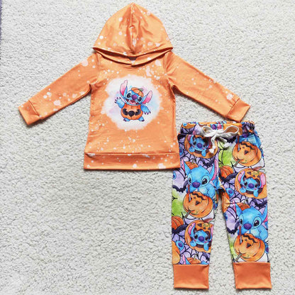 Halloween Girls Clothing Bell Pants Set With Boys Hooded Sibling Outfits BLP0284 GLP0677