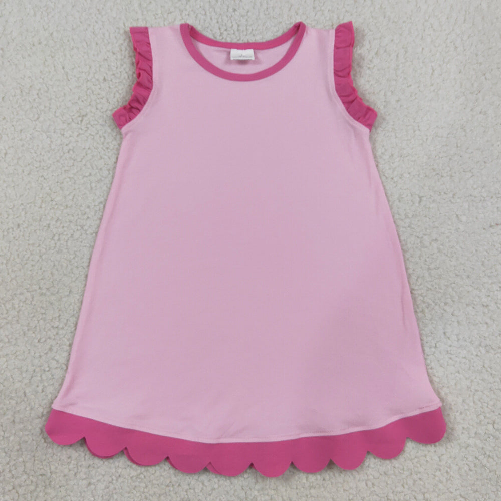 Baby Girls Dress Pink Sleeveless Scallop Knee Length Dresses GSD4052