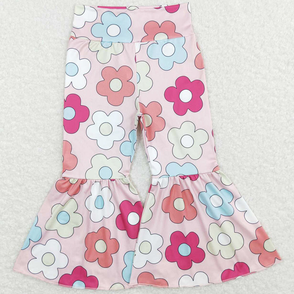 Baby Girls Pants Spring Colorful Flowers Flare Bell Bottom Pants P0361