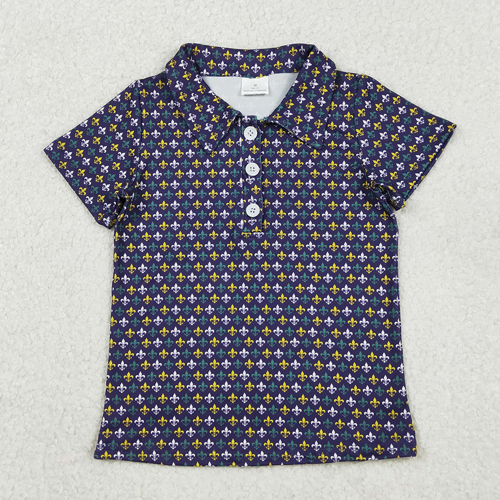 Baby Boys T-shirts Mardi Gras Anchors Plaid Button Polo Shirts Top BT1356 11.1