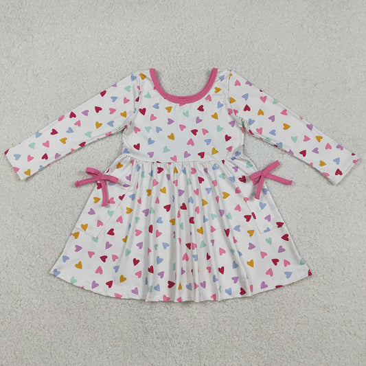 Baby Girls Dress Colorful Hearts Pockets Valentines Knee length Dresses GLD1428 12.2