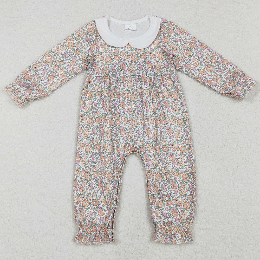 Baby Infant Girls Rompers Pink Flowers Long Sleeve Rompers  LR1238