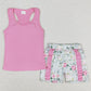 Baby Girls Clothes Pink Vest Bows Top Ruffle Floral Shorts Sets GSSO1059