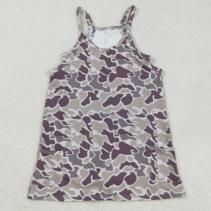 Baby Girls Dress Strap Gray Camo Pockets Yoga Knee Length Dresses GSD2719 9.1