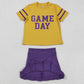 Baby Girls Clothes Yellow Game Day Cheer Top Purple Skorts Team Yoga Sets GSD2740 9.2