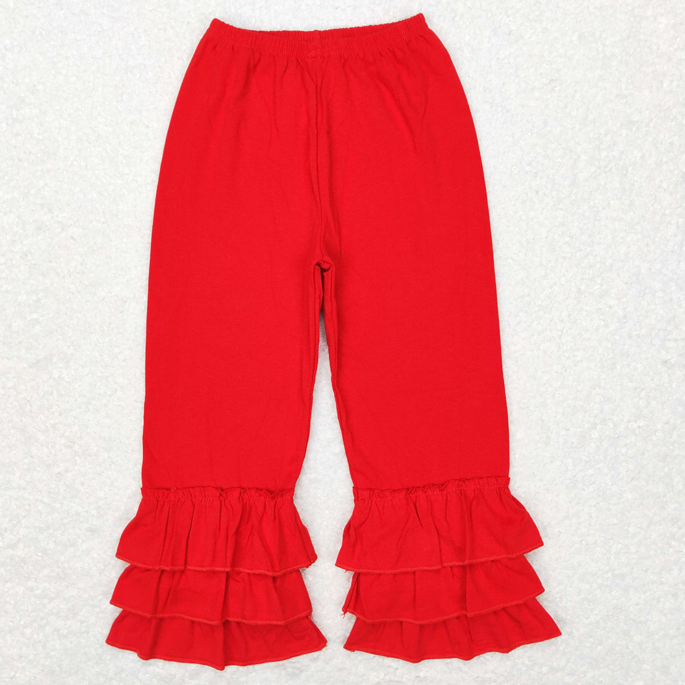 Baby Girls Pants Toddler Red Triple Ruffle Bottom Pants P0409