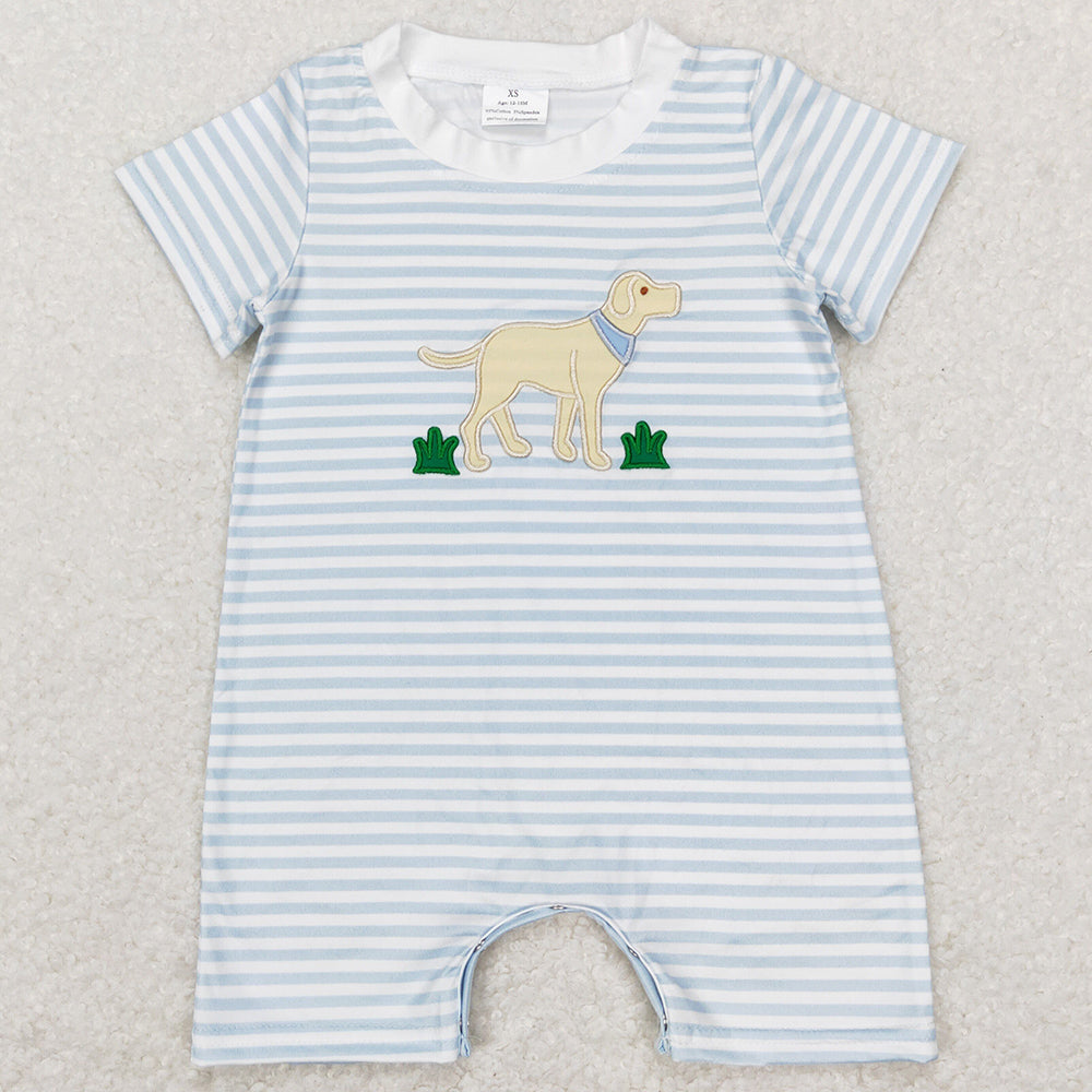 Baby Boys Romper Dog Embroidery Short Sleeve Rompers SR0526