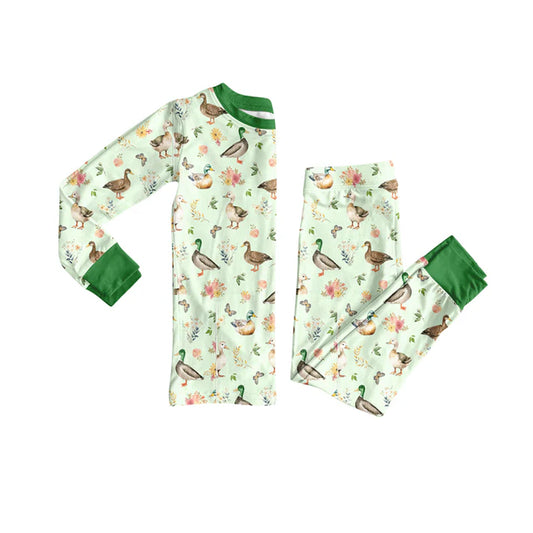 Preorder(moq 5) Baby Boys Mallard Ducks Green Top Pants Lounge Wear Pajamas Sets 8.8