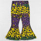 Baby Girls Jeans Mardi Gras Colorful Leopard Bell Denim Pants P0314