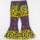 Baby Girls Jeans Mardi Gras Colorful Leopard Bell Denim Pants P0314