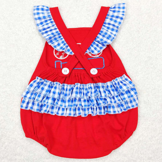 Baseball Embroidery Baby Girls Rompers Sibling Jumpsuit SR0686