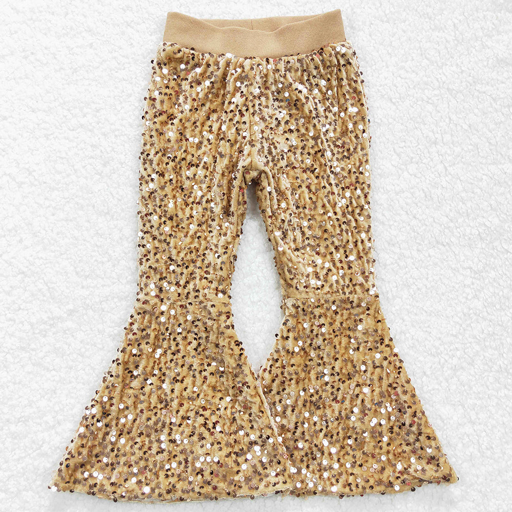 Boutique Baby Girls Sequin Bell Bottom Pants P0110